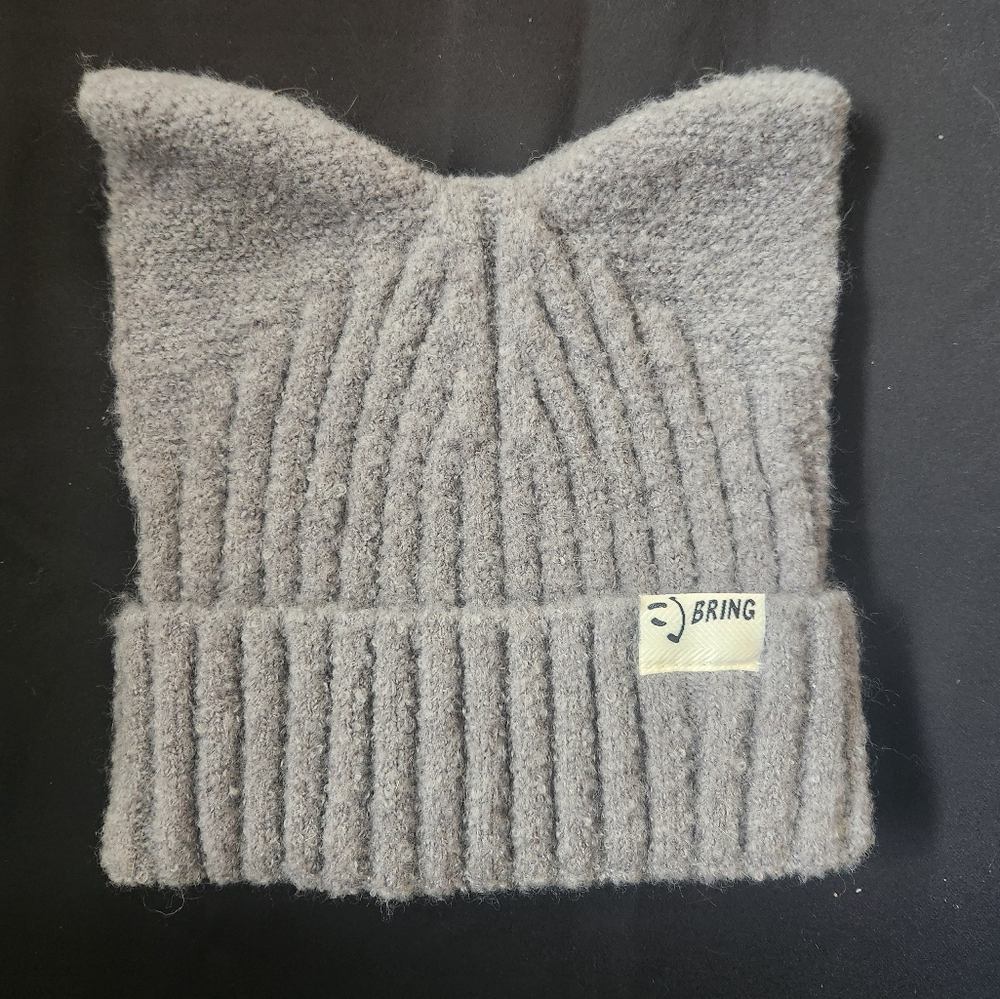 Gray Cat Ear Beanie Hat